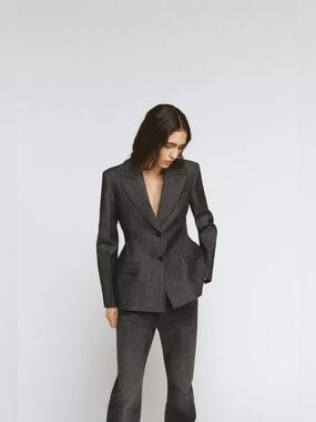 Zara ZW COLLECTION BLACK DENIM BLAZER